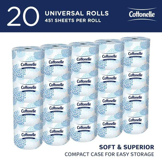 Alt view image 2 of 7 - Standard Roll Toilet Paper, Bulk (13135), 2-Ply, White, Compact for Easy Storage (20 Rolls of 451 Sheets, 9,020 Sheet Total)