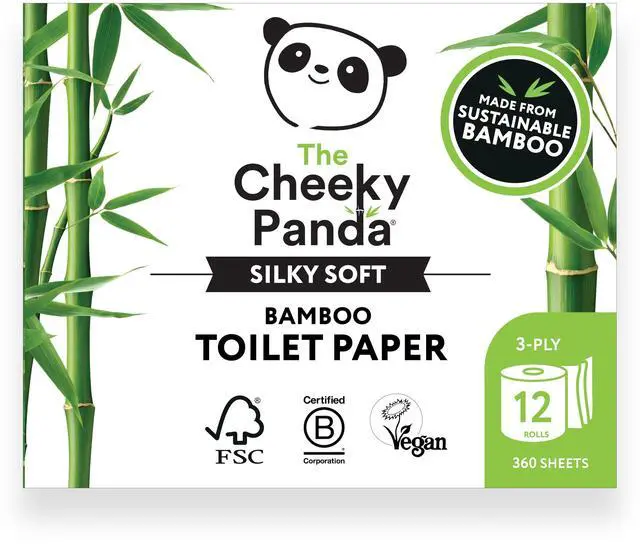 Main image of Bamboo Toilet Paper Bulk | 12 Family Sized Rolls with 360 Soft Sheets Each (4320 Sheets) | Super Strong 3 Ply Biodegradable Toilet Paper