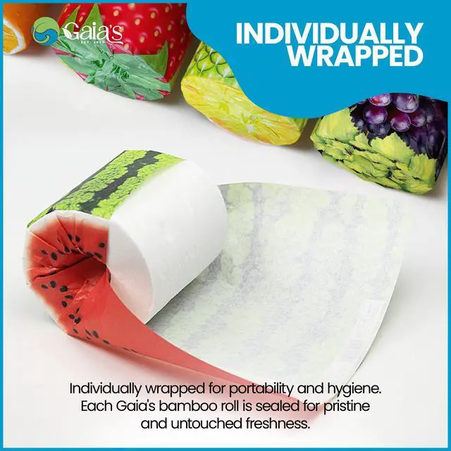 Alt view image 6 of 7 - Premium and Soft Fruit TP Organic Bamboo Toilet Paper | 12 Mega Rolls, 3 Ply, 370 Sheets | FSC Certified, PFAS & BPA Free, Eco-Friendly, Sustainable Tissue - Plastic Free, Septic Safe, Vegan