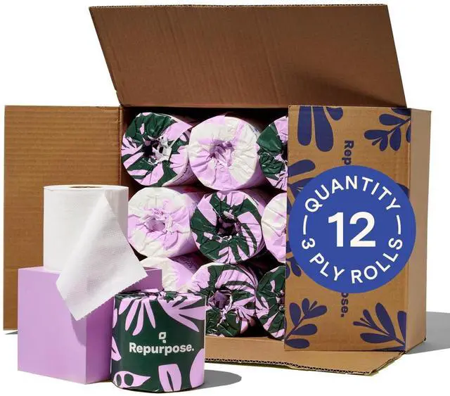 Main image of 100% Bamboo Toilet Paper, 3-Ply, Tree-Free, Plastic-Free, FSC Certified, Septic Safe, Fast Dissolving, RV-Friendly, 12 Rolls (300 Sheets/Roll), No Fragrance/Dyes