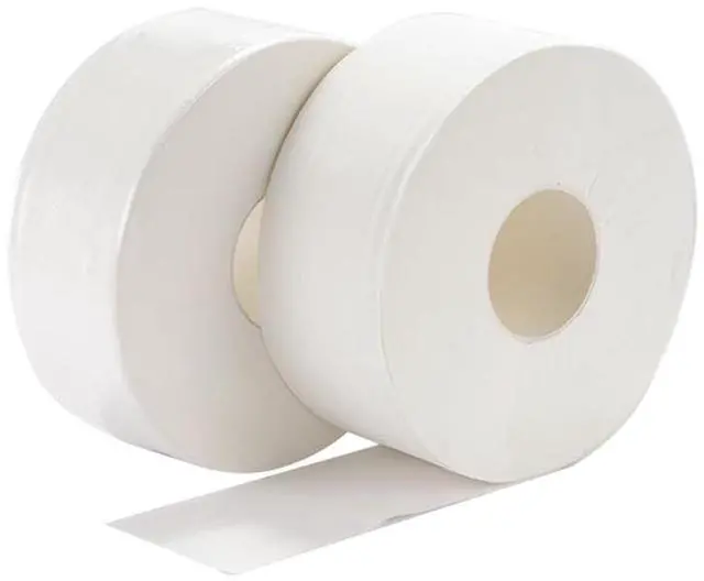 Main image of Plees 3-Ply Jumbo Commercial Toilet Paper Roll Bathroom Tissue, 8 in Diameter, 4 Rolls/Case, White