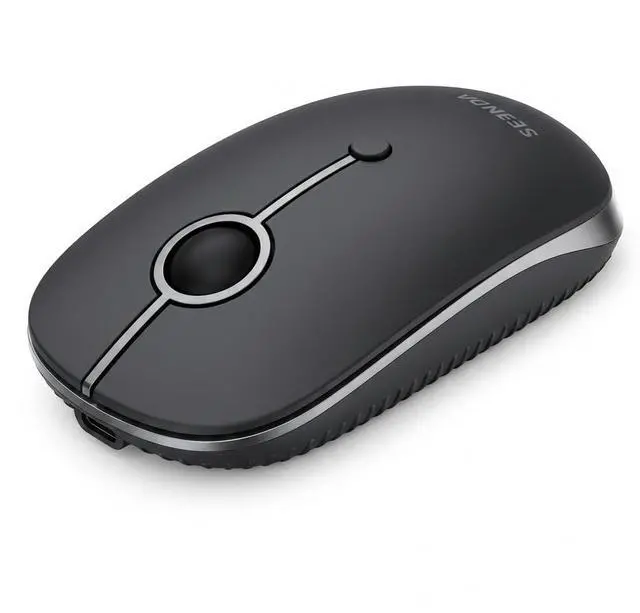 Main image of Bluetooth Wireless Mouse, 3-Device Connection (USB & Dual Bluetooth), Ergonomic Mouse for Laptop, Rechargeable Quiet Click Computer Mouse, 3-Level DPI for Windows, Mac Chromebook,Black