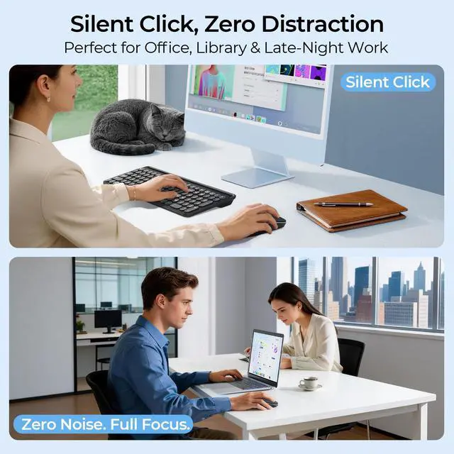 Alt view image 3 of 7 - Bluetooth Wireless Mouse, 3-Device Connection (USB & Dual Bluetooth), Ergonomic Mouse for Laptop, Rechargeable Quiet Click Computer Mouse, 3-Level DPI for Windows, Mac Chromebook,Black