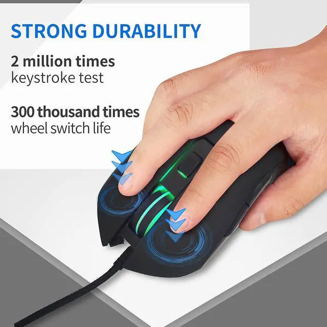 Alt view image 4 of 6 - Wired USB C Gaming Mouse, Silent RGB Gaming Mice 7 Colors Backlit, 2400 DPI, Type C RGB Wired Mouse Gaming for Office Home PC and Notebook and All Type-C Device (Black)