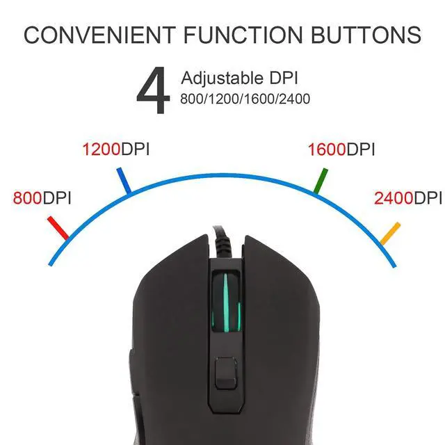 Alt view image 5 of 6 - Wired USB C Gaming Mouse, Silent RGB Gaming Mice 7 Colors Backlit, 2400 DPI, Type C RGB Wired Mouse Gaming for Office Home PC and Notebook and All Type-C Device (Black)