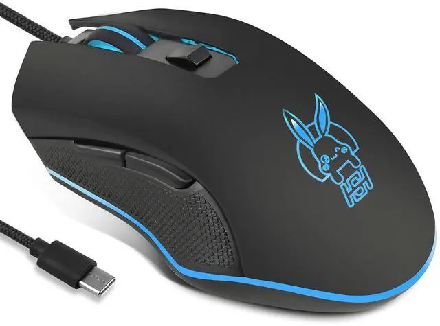 Main image of Wired USB C Gaming Mouse, Silent RGB Gaming Mice 7 Colors Backlit, 2400 DPI, Type C RGB Wired Mouse Gaming for Office Home PC and Notebook and All Type-C Device (Black)