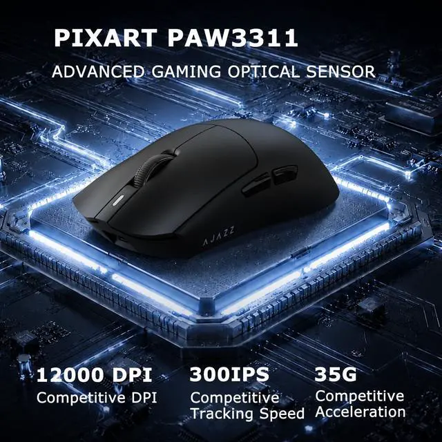 Alt view image 6 of 7 - Wireless Gaming Mouse with RGB Magnetic Charging Dock, Tri-Mode 2.4G/Bluetooth/Wired, 69g, Up to 24000 DPI, 800mAh Battery, 6 Programmable Buttons, On-Board Memory, 80M Clicks, Black