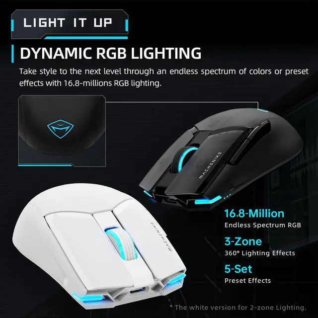 Alt view image 6 of 7 - Wireless Gaming Mouse,26,000 DPI,PAW3395 Sensor,RGB Backlit,Ergonomic Design,6 Programmable Buttons,Long Battery Life,Ultra-Lightweight,White Gaming Mice Compatible with PC, Mac