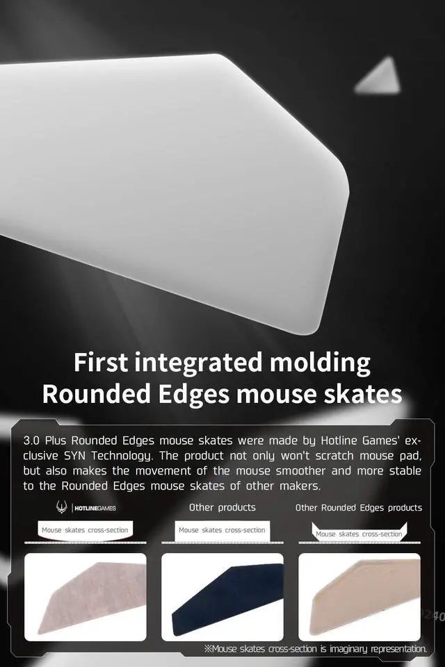 Alt view image 2 of 7 - 2Sets 3.0 Plus Rounded Curved Edges Mouse Feet Skates Compatible with Model O, Model O- (Minus) Gaming Mouse feet Replacement, Professional Mice Upgrade Kit