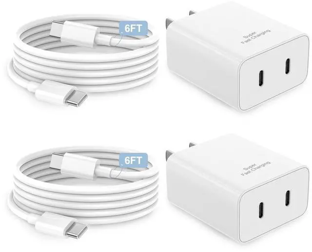 Main image of Charger Fast Charging, 45W Dual USB C Android Phone Charger Block with 6FT Long Type C Cable Cord for Apple iPhone 17/Pro/Pro Max/Air/16/15 Plus/iPad/S26 Ultra/S25/S24/S23/S22(White)