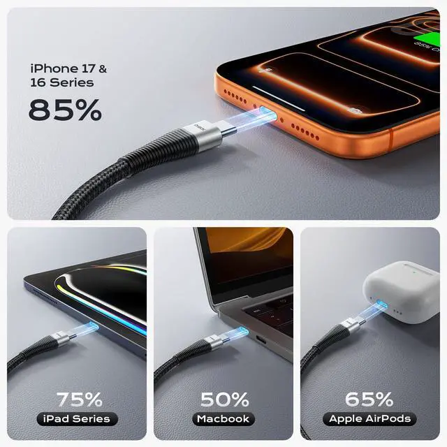 Alt view image 3 of 7 - USB A to USB C Cable 6FT, 3Pack Type C Charger Cord Fast Charging, Durable USB to USB C Cable, Type C Cable Braided USBC Cord for iPhone 17/16/15/Pro Max, Samsung Galaxy S26,CarPlay Charging Cable