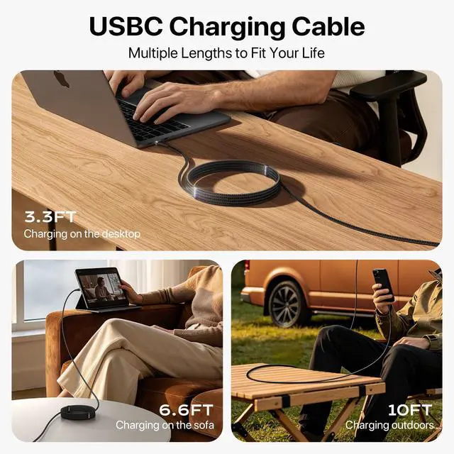 Alt view image 5 of 7 - USB A to USB C Cable 6FT, 3Pack Type C Charger Cord Fast Charging, Durable USB to USB C Cable, Type C Cable Braided USBC Cord for iPhone 17/16/15/Pro Max, Samsung Galaxy S26,CarPlay Charging Cable