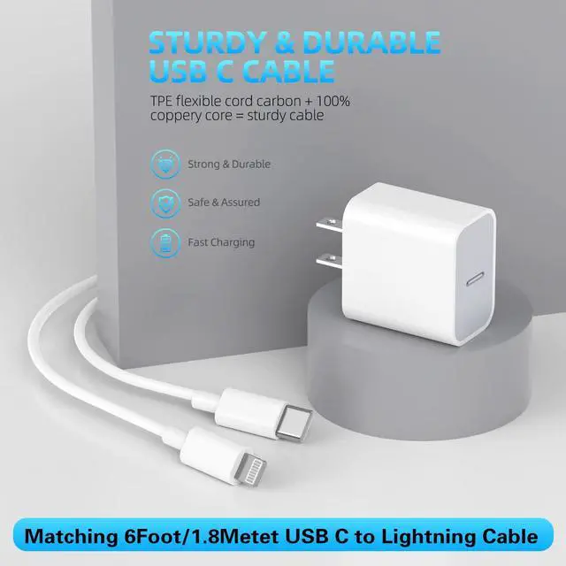 Alt view image 4 of 7 - Apple MFi CertifiediPhone Charger Fast Charging,3Pack Apple Charger Adapter Super Fast Charger iPhone 6FT USB C to Lightning Cable Cord for iPhone 14 Pro Max/14 Plus/13 MiNi/13/12/11/10/X/SE/AirPods