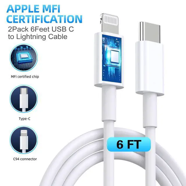 Alt view image 5 of 7 - Apple MFi CertifiediPhone Charger Fast Charging,3Pack Apple Charger Adapter Super Fast Charger iPhone 6FT USB C to Lightning Cable Cord for iPhone 14 Pro Max/14 Plus/13 MiNi/13/12/11/10/X/SE/AirPods