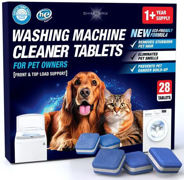 Main image of Washing Machine Cleaner Pro Tablets for Pet Owners - 28 Pack, Front & Top Load Washer Deep Cleaning, Septic Tank Safe, HE Support, Remove Stubborn Pet Hair, Eliminates Smells, Prevents Dander Build-up