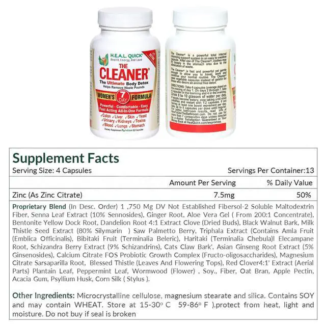 Alt view image 7 of 7 - The Cleaner Detox, Powerful 7-Day Complete Internal Cleansing Formula for Women, Support Digestive Health, 52 Vegetarian Capsules
