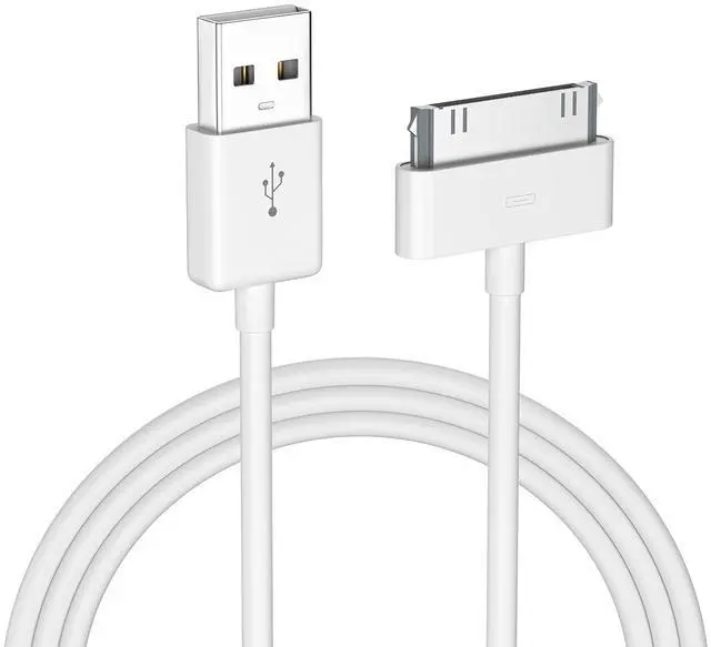 Main image of Certified 30 Pin USB Charging Cable, 4.0ft USB Sync Charging Cord iPhone Compatible for 4 4s 3G 3GS iPad 1 2 3 iPod Touch Nano White (1 PCS)