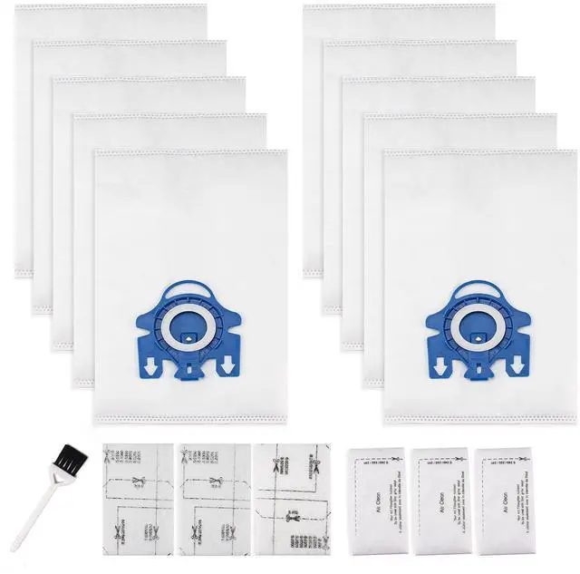 Main image of 10 Packs 3D Airclean Bags Replacement for Miele GN Vacuum Cleaner Bags Fit for Miele Classic C2 C3 S2 S5 S8 S400 Series with Motor Protection Filters, AirClean Filters