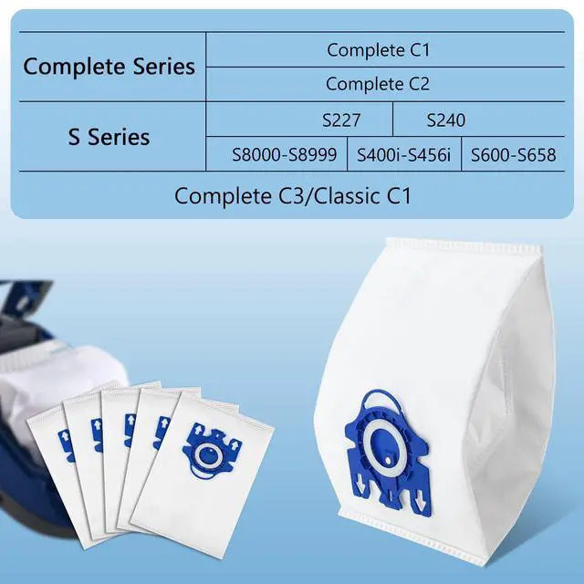 Alt view image 4 of 7 - 10 Packs 3D Airclean Bags Replacement for Miele GN Vacuum Cleaner Bags Fit for Miele Classic C2 C3 S2 S5 S8 S400 Series with Motor Protection Filters, AirClean Filters