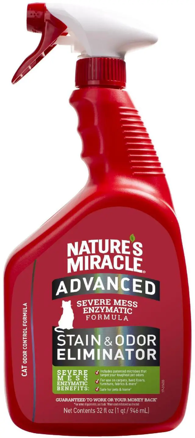 Main image of Advanced Cat Stain and Odor Eliminator Spray, Severe Mess Enzymatic Formula For Tough Pet Messes, 32 oz