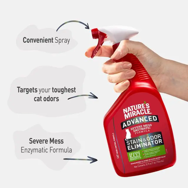 Alt view image 5 of 7 - Advanced Cat Stain and Odor Eliminator Spray, Severe Mess Enzymatic Formula For Tough Pet Messes, 32 oz