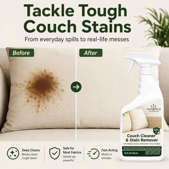 Alt view image 2 of 7 - Couch Cleaner and Stain Remover Spray - Professional Strength Non-Toxic Multi-Surface Fabric and Upholstery Cleaner for Couches, Sofas, Sectionals, Microfiber & Car Interiors, 32 oz