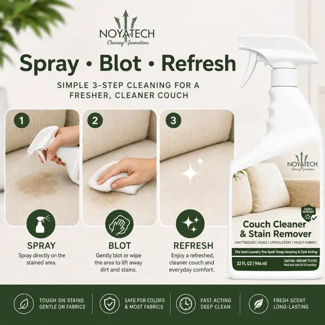 Alt view image 4 of 7 - Couch Cleaner and Stain Remover Spray - Professional Strength Non-Toxic Multi-Surface Fabric and Upholstery Cleaner for Couches, Sofas, Sectionals, Microfiber & Car Interiors, 32 oz