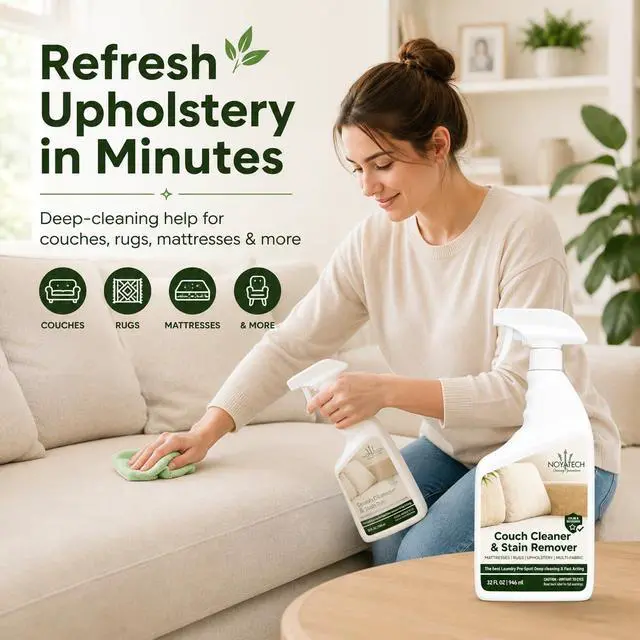 Alt view image 6 of 7 - Couch Cleaner and Stain Remover Spray - Professional Strength Non-Toxic Multi-Surface Fabric and Upholstery Cleaner for Couches, Sofas, Sectionals, Microfiber & Car Interiors, 32 oz