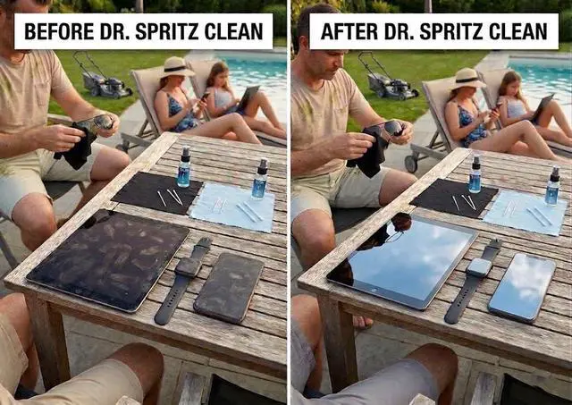 Alt view image 4 of 6 - Dr. Spritz Screen Cleaner Spray (2 Pack) - Streak-Free Cleaning Kit for Laptop, MacBook, iPhone, Smart TV & Computer Monitor - Plant-Based & Alcohol-Free - Includes 2 Microfiber Cloths & Detail Tools