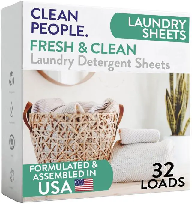 Main image of Laundry Detergent Sheets - Laundry Soap - Ultra Concentrated, Recyclable Packaging, Stain Fighting - Fresh Scent, 32 Pack