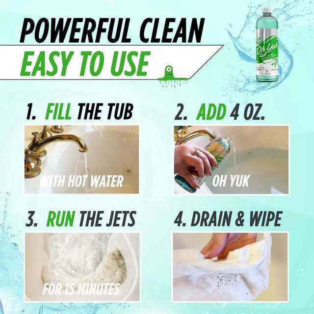 Alt view image 5 of 7 - Tub Cleaner for Jacuzzis, Bathtubs, Whirlpools, The Most Effective Jetted Tub Cleaner, Septic Safe, 4 Cleanings per Bottle - 16 Ounces