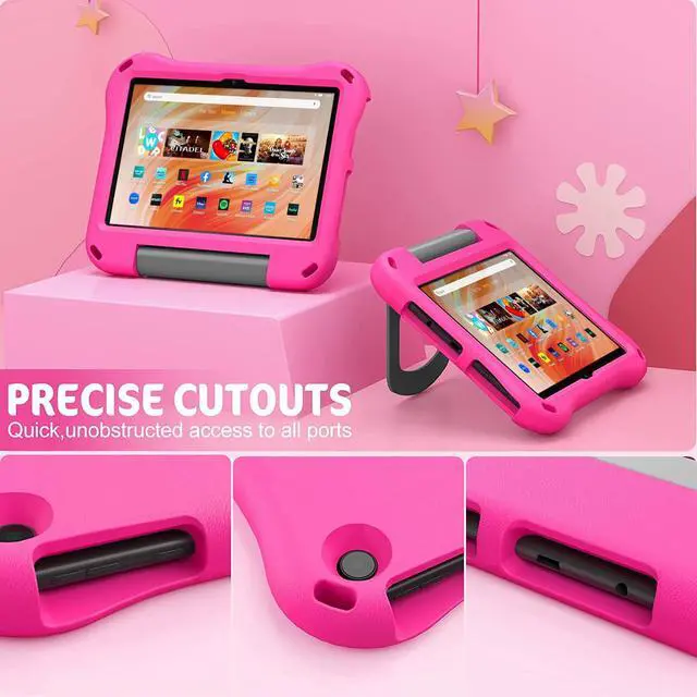 Alt view image 3 of 6 - Fire HD 10 Tablet Case,Fire HD 10 Case for Kids(13th/11th Gen, 2023/2021 Release),Light Weight Shock Proof Convertible Handle Stand Kids Case for Kindle Fire HD 10/Plus/Kids/Pro Tablet,Pink