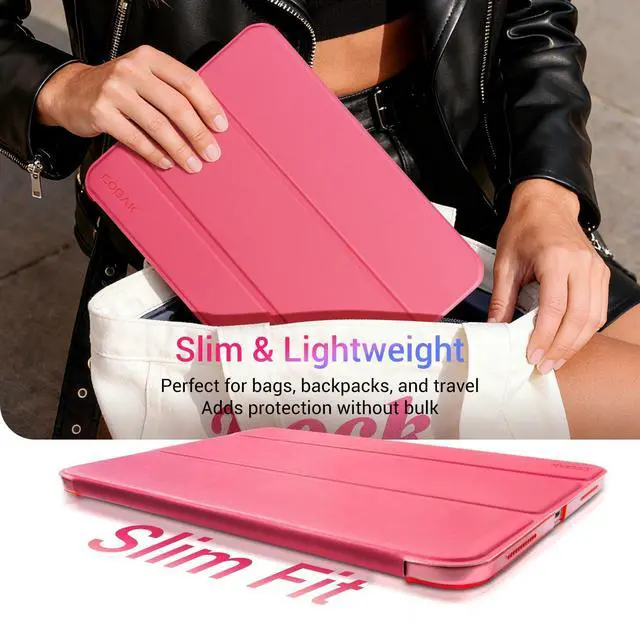 Alt view image 2 of 7 - Case for iPad (A16) 11th Generation 11 Inch 2025, iPad 10th Generation 10.9 inch 2022, Slim Stand Protective Cover with Hard PC Translucent Back Shell Cover, Support Touch ID, Raspberry