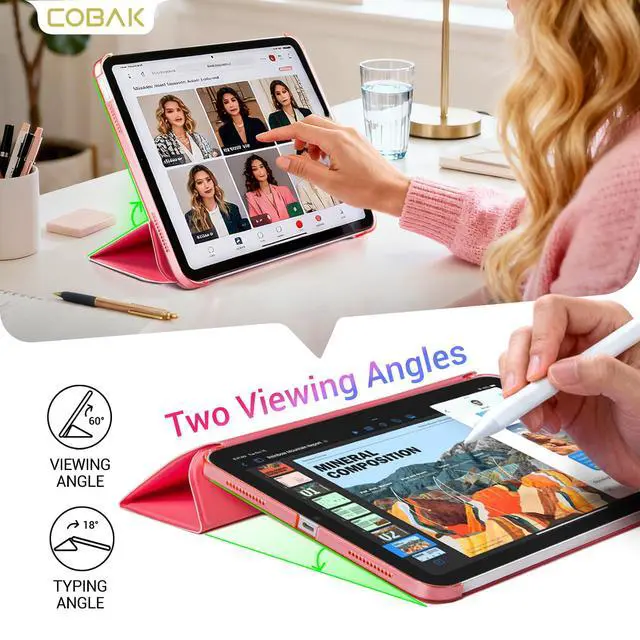 Alt view image 4 of 7 - Case for iPad (A16) 11th Generation 11 Inch 2025, iPad 10th Generation 10.9 inch 2022, Slim Stand Protective Cover with Hard PC Translucent Back Shell Cover, Support Touch ID, Raspberry