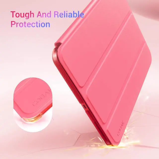 Alt view image 7 of 7 - Case for iPad (A16) 11th Generation 11 Inch 2025, iPad 10th Generation 10.9 inch 2022, Slim Stand Protective Cover with Hard PC Translucent Back Shell Cover, Support Touch ID, Raspberry