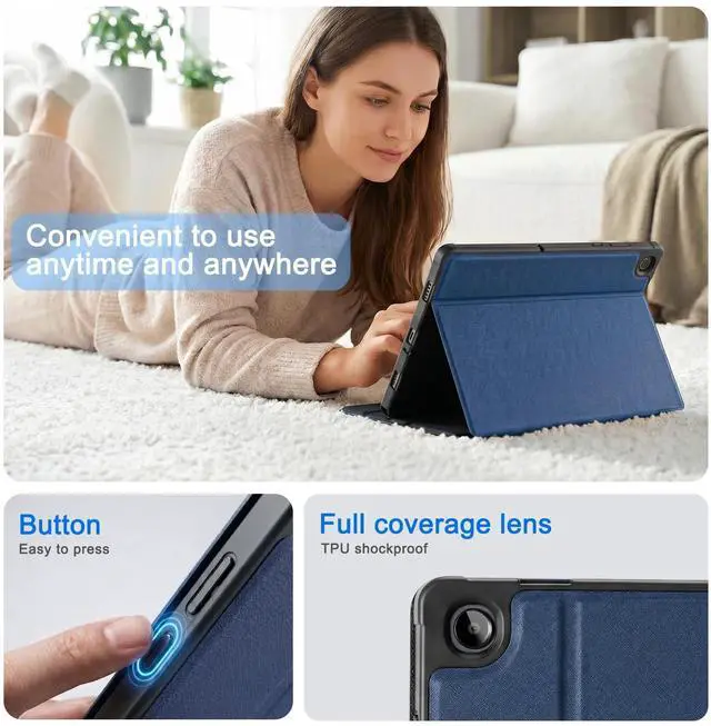 Alt view image 3 of 7 - Case for Samsung Galaxy Tab A11+ Plus 11 2025, Multi-Viewing Angles, All New PU Leather Folio Stand Cover with Auto Sleep Wake Feature for Samsung Galaxy Tab A11+ Tablet 11-inch, Navy Blue