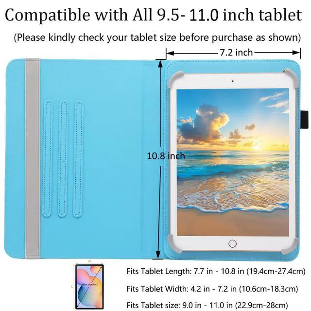 Alt view image 6 of 7 - Universal 10 10.1 Inch Android Tablet Case, 360 Degree Rotating Multi-Angle Viewing Stand Universal Case Cover for 10 10.1 and All 9.5-10.5 Inch Tablet, Shiny Butterfly