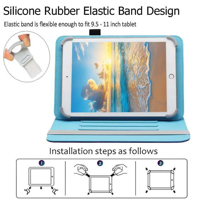 Alt view image 7 of 7 - Universal 10 10.1 Inch Android Tablet Case, 360 Degree Rotating Multi-Angle Viewing Stand Universal Case Cover for 10 10.1 and All 9.5-10.5 Inch Tablet, Shiny Butterfly
