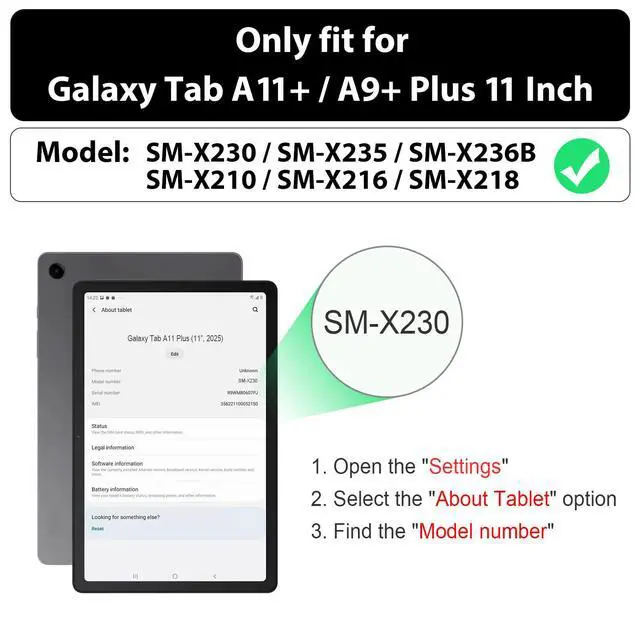 Alt view image 2 of 7 - Case for Samsung Galaxy Tab A11+ Plus / A9+ Plus 11" 2026/2024, Heavy Duty Shockproof Protective Case with Screen Protector, Rotating Stand and Hand/Shoulder Strap, Black