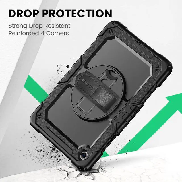 Alt view image 7 of 7 - Case for Samsung Galaxy Tab A11+ Plus / A9+ Plus 11" 2026/2024, Heavy Duty Shockproof Protective Case with Screen Protector, Rotating Stand and Hand/Shoulder Strap, Black
