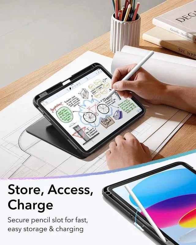 Alt view image 7 of 7 - for iPad A16 Case, iPad 11th/10th Generation Case (2025/2022) 11 Inch/10.9 Inch, Vertical Stand Cover with Pencil Holder, Ultra-Stable Magnetic Cover, Multi Stand Angles, Flip Series, Black