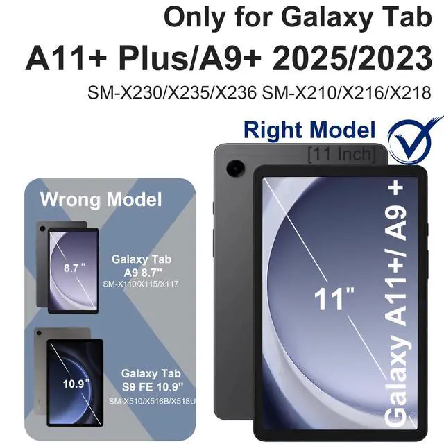 Alt view image 2 of 7 - for Galaxy Tab A11+ Plus / A9+ Case 11 Inch, Rugged Case for Samsung Galaxy A9 Plus/A11+ Tablet with Screen Protector 360 Rotating Stand Shoulder Strap Pen Holder 2025/2023 Model, Black Blue