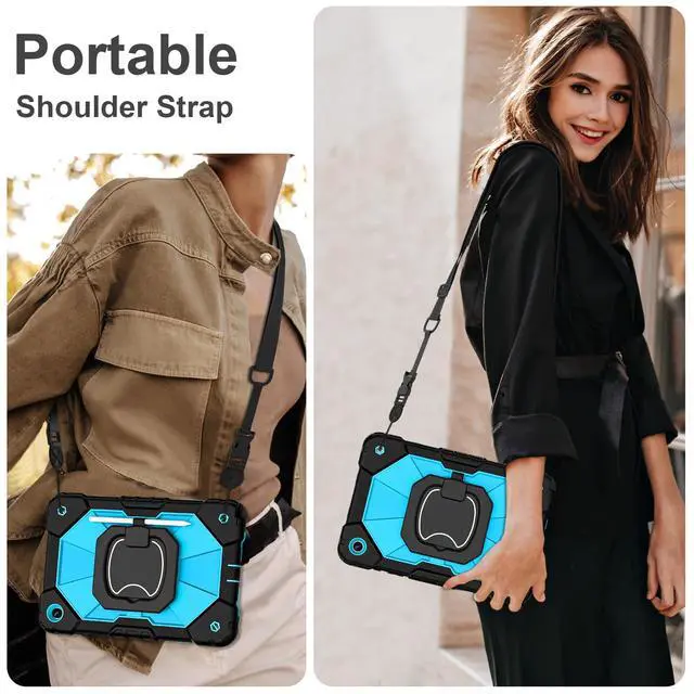 Alt view image 7 of 7 - for Galaxy Tab A11+ Plus / A9+ Case 11 Inch, Rugged Case for Samsung Galaxy A9 Plus/A11+ Tablet with Screen Protector 360 Rotating Stand Shoulder Strap Pen Holder 2025/2023 Model, Black Blue