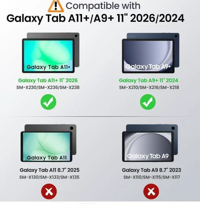 Alt view image 2 of 6 - Case Compatible with Galaxy Tab A11 Plus 2026/ A9 Plus 2023 11-Inch Model SM-X230/SM-X236/SM-X238/SM-X210/SM-X216/SM-X218 with Screen Protector Pen Holder Stand Shoulder Strap Handle Grip