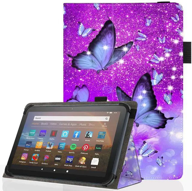 Main image of For Universal 10 10.1 Inch Android Tablet Case,Slim Folding Stand Cover for All 9"-10.5" Touchscreen Tablet Case with Stylus Pen Holder,Butterfly 01