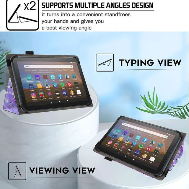 Alt view image 2 of 7 - For Universal 10 10.1 Inch Android Tablet Case,Slim Folding Stand Cover for All 9"-10.5" Touchscreen Tablet Case with Stylus Pen Holder,Butterfly 01