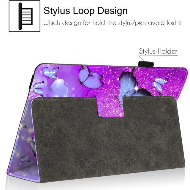 Alt view image 5 of 7 - For Universal 10 10.1 Inch Android Tablet Case,Slim Folding Stand Cover for All 9"-10.5" Touchscreen Tablet Case with Stylus Pen Holder,Butterfly 01