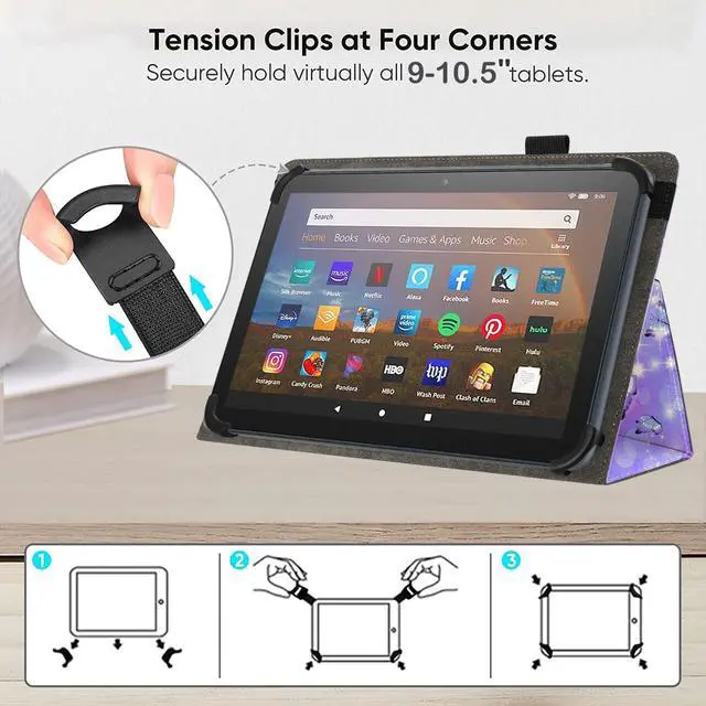 Alt view image 6 of 7 - For Universal 10 10.1 Inch Android Tablet Case,Slim Folding Stand Cover for All 9"-10.5" Touchscreen Tablet Case with Stylus Pen Holder,Butterfly 01