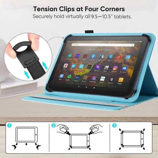 Alt view image 2 of 6 - For Universal 10 10.1 Inch Android Tablet Case,360 Degree Rotatable Kickstand Multiple Viewing Stand Case Cover for 9.6" 10" 10.1" 10.5" and All 9.5-10.5 Inch Touchscreen Tablet,Flower Grass 08