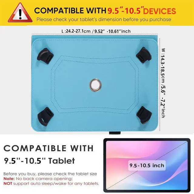 Alt view image 4 of 6 - For Universal 10 10.1 Inch Android Tablet Case,360 Degree Rotatable Kickstand Multiple Viewing Stand Case Cover for 9.6" 10" 10.1" 10.5" and All 9.5-10.5 Inch Touchscreen Tablet,Flower Grass 08